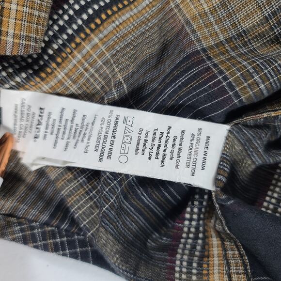 Prana Red Black Tan Plaid PAIR Button Down 2 Shirts Size Large - Picture 4 of 6